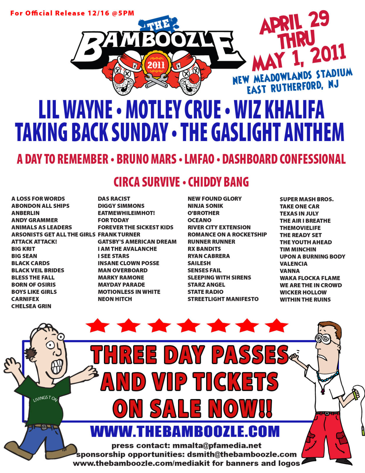 Alter The Press! Bamboozle 2011 LineUp