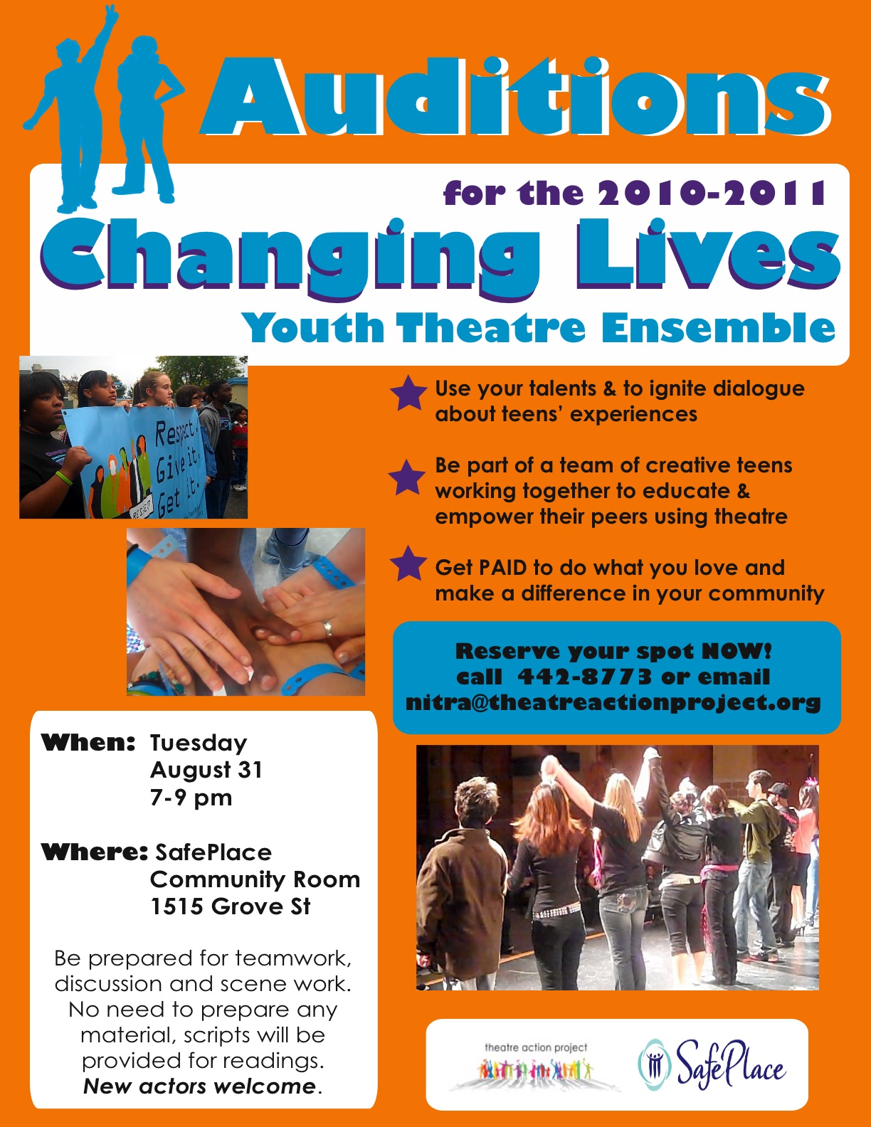 The Changing Lives Youth Theatre Ensemble AUDITIONS for 20102011 Ensemble