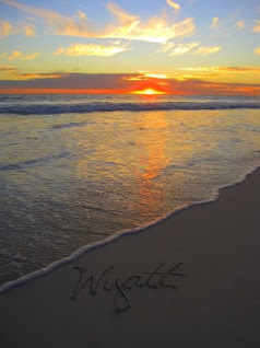 Wyatt's name in the sand