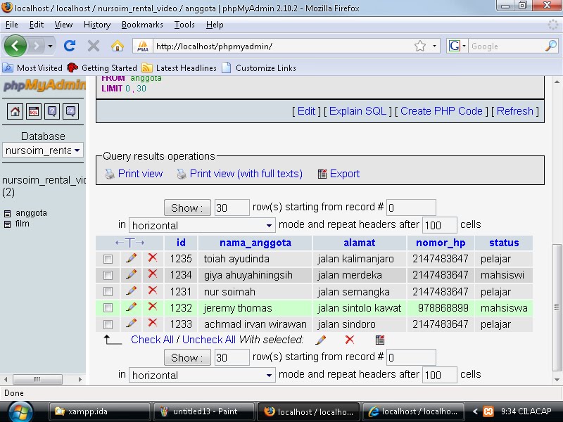 Membuat Database Menggunakan Xp | membuat database rental vcd menggunakan xampp my sql Membuat Database Menggunakan Xp | membuat database rental vcd menggunakan xampp my sql