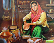 Punjabi girl cooking bread