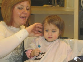 Savannah getting another haircut from Joey's cousin, Jessica