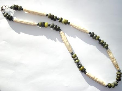 Yellow Turquoise, Hematite & Bone Necklace