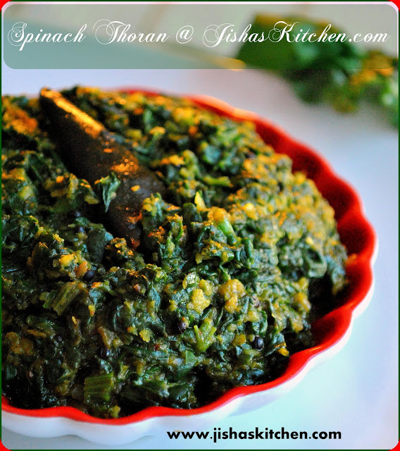 ! Jisha's Kitchen ! Cheera Thoran / Spinach Thoran Indian Recipes