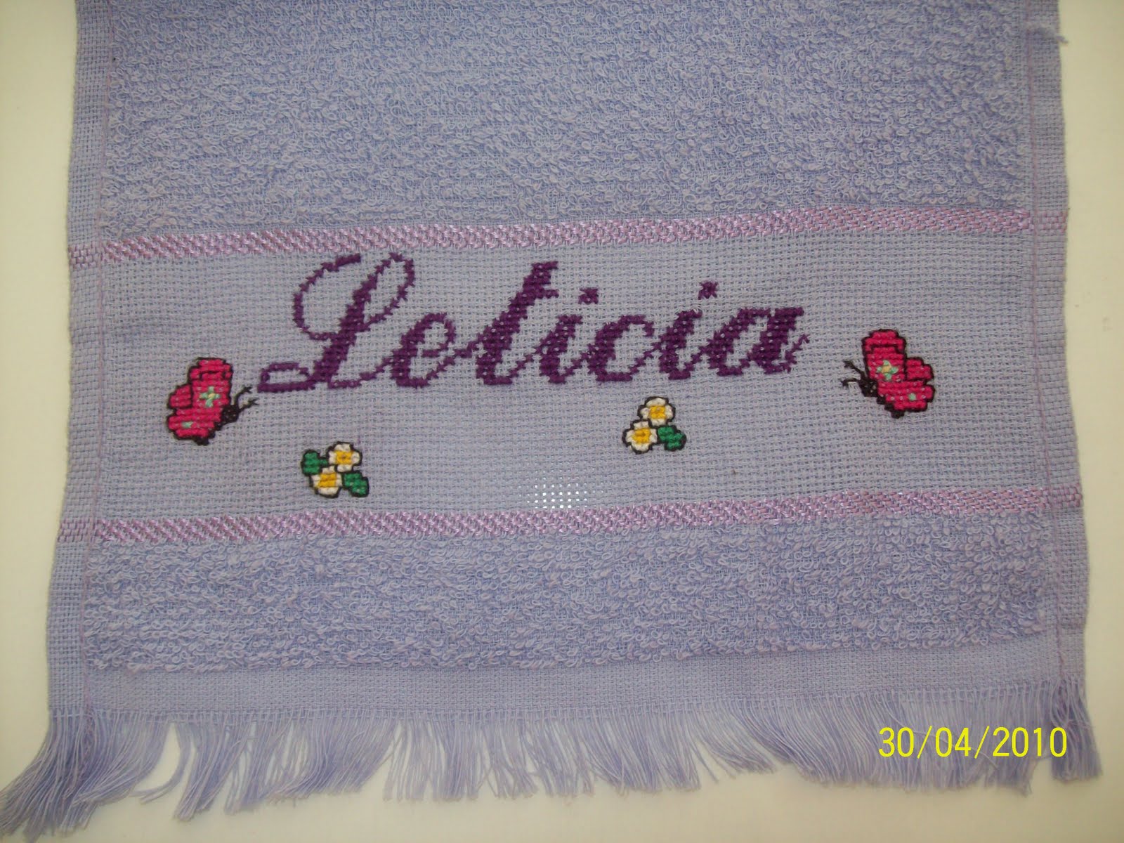 Ponto Cruz: Toalhinhas com nomes