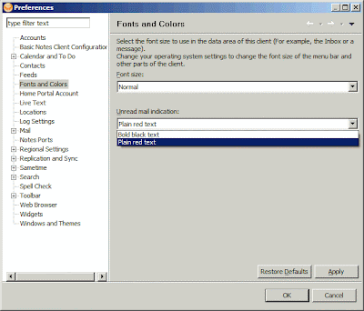 Lotus Notes : How do I setup Unread Mail Indication