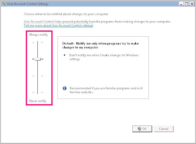 Windows 7 : Adjust User Account Control Settings in Microsoft Windows 7 ( UAC )