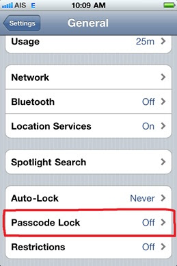 iPhone 4 : Passcode Lock