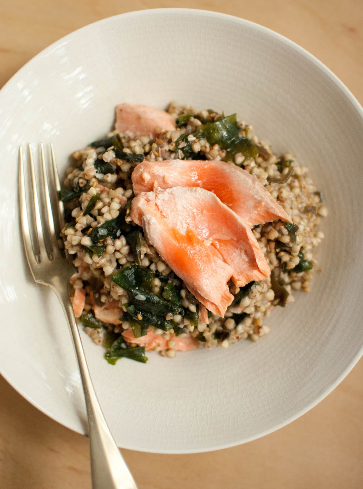 Scandi Home Salmon With Buckwheat Wakame And Miso Yuzu Dressing