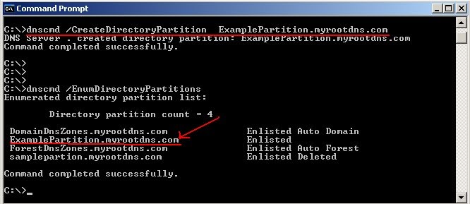 Domain Network Systems (DNS) Information: Create DNS Application Directory  Partition using dnscmd