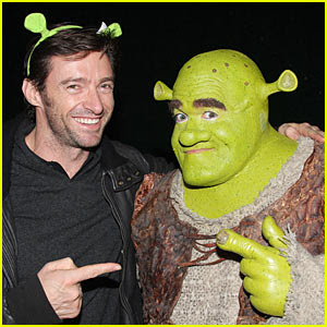 �� Shrek ears! �� while posing backstage with Brian d'Arcy James