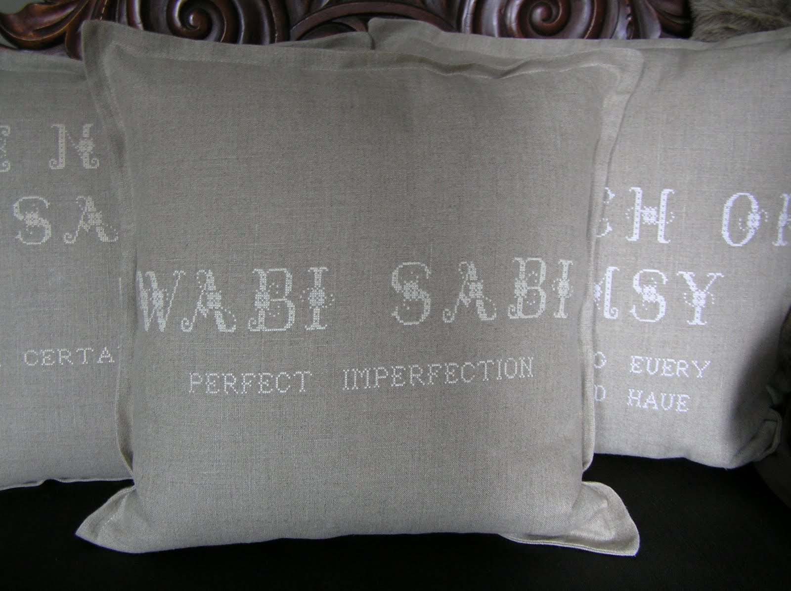 The Drill Hall Emporium hand embroidered linen cushions