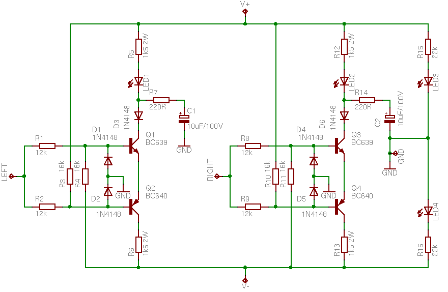 Electronic Parts and Schematic Diagram Audio Clipping indicator.