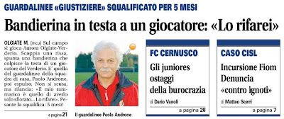 L'articolo sulla prima pagina del Giornale di Merate.