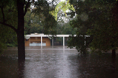 Farnsworth House flooded flood water Mies Plano Landmarks Illinois