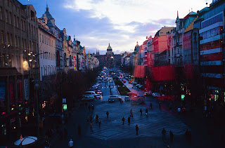 Wenceslas Square from the New Yorker store, looking up at the National Museum Wenceslas Square from the New Yorker store, looking up at the National Museum