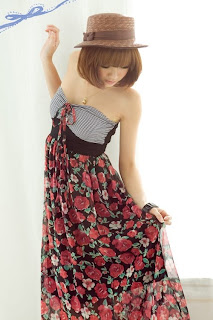 chiffon maxi floral dress tube