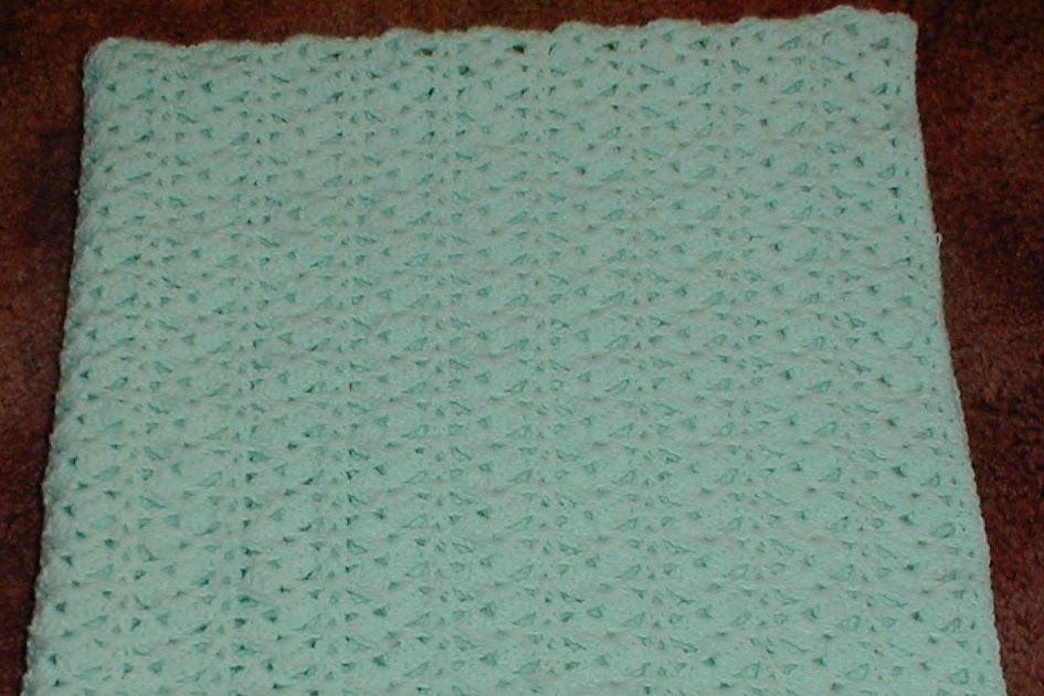 Karens Crocheted Garden of Colors Mint Green Baby Blanket