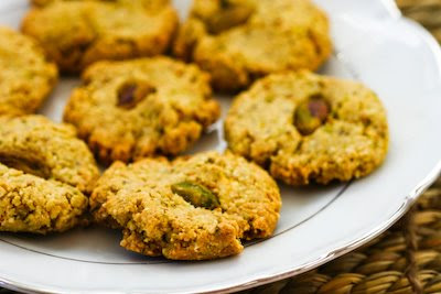 Four-Ingredient Flourless, Sugar-Free Pistachio Cookies found on KalynsKitchen.com