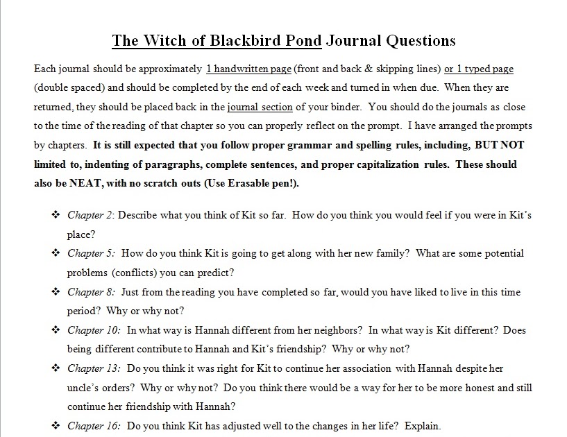 Mrs. Doenges' Literature Class Journal Questions/Vocabulary Sheets
