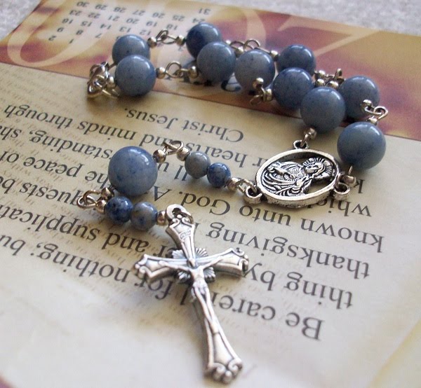 Genuine Sky Quartz and Blue Lapis Rosary