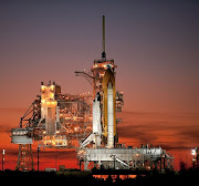 STS129 Space Shuttle Atlantis on Pad 39A (gpw nasa sts sunset space shuttle atlantis sts launch pad florida medium)