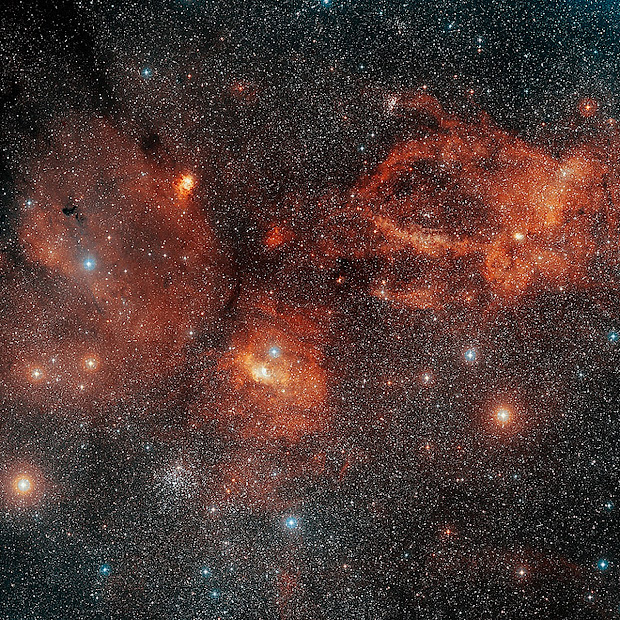NGC 7635, the Bubble Nebula, and surroundings in Cassiopeia