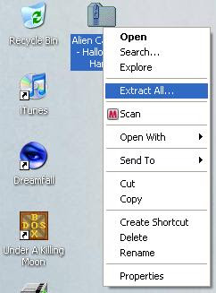Extracting the Alien Carnage zip file