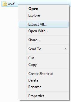 Extracting the zip file
