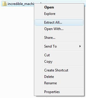 Extracting the PC game zip