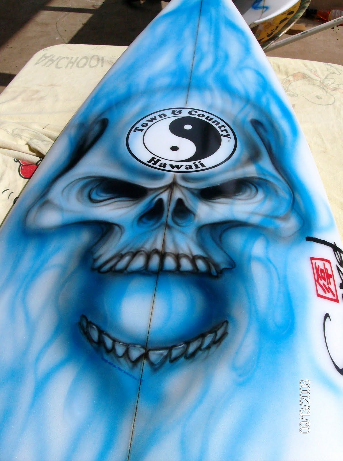 flaming blue skull