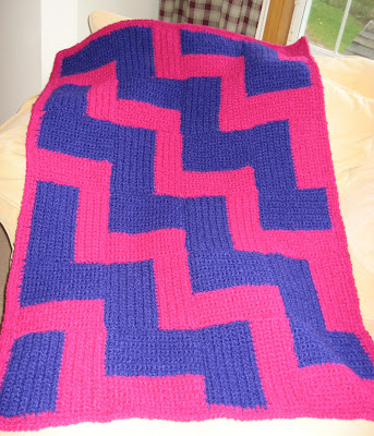 Pink and Purple Crocheted Afghan ~ Complete!