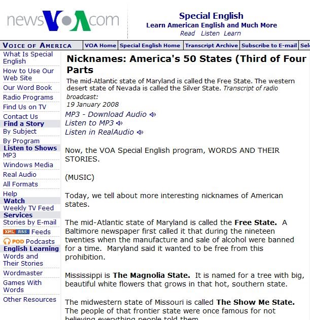 English is all around Nicknames for US States? III