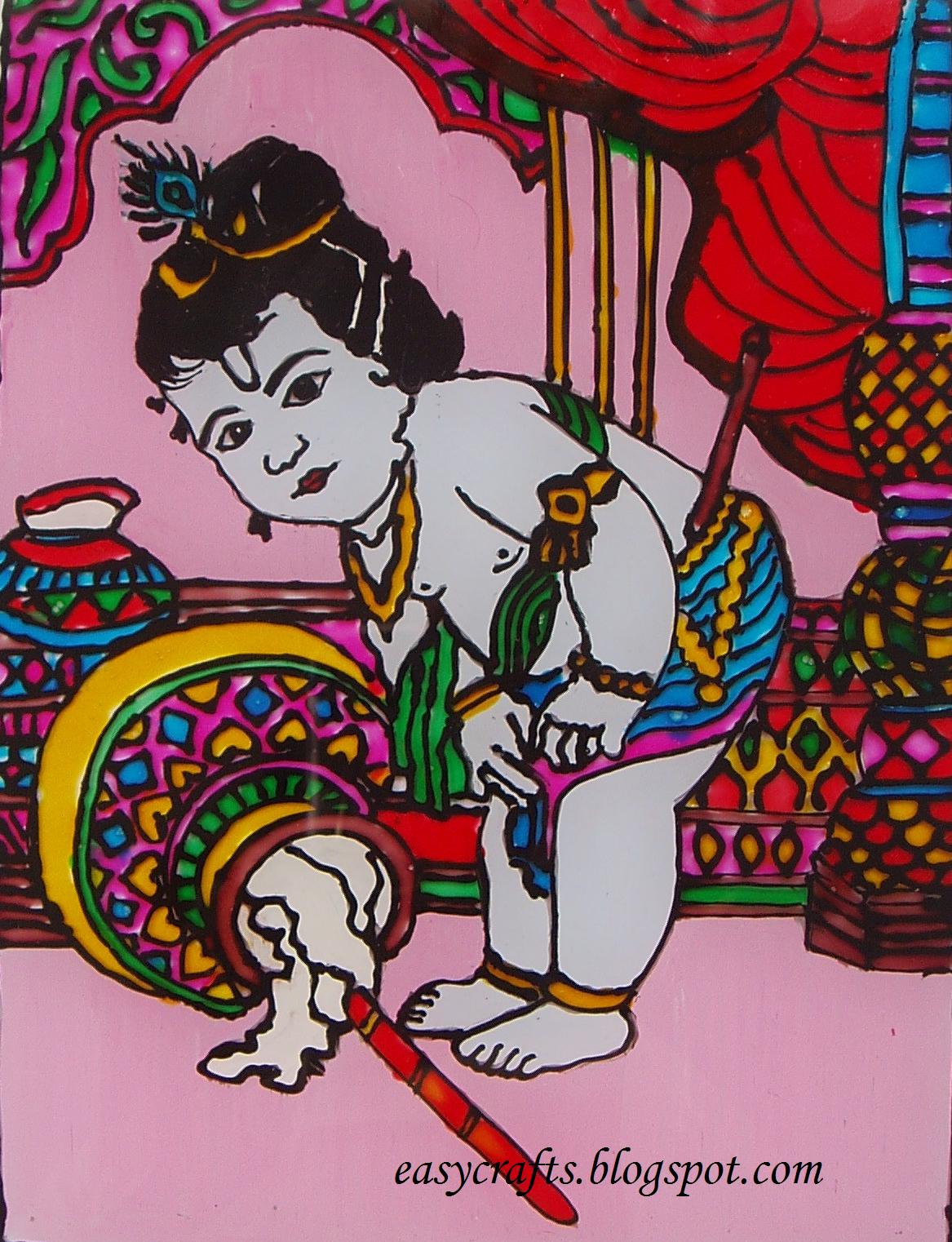 Easy Crafts Explore your creativity Glass PaintingKrishna