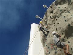 Ricky and I rock climbing on the ship