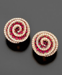 14k Rose Gold Earrings(Ruby and Diamond) 14k Rose Gold Earrings(Ruby and Diamond)