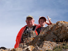 jaden and his grandpa burt on the mountains