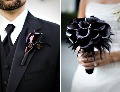 Black wedding flowers bouquet Gothic wedding stationery