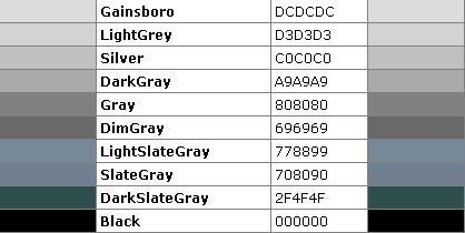 css color codes dark gray