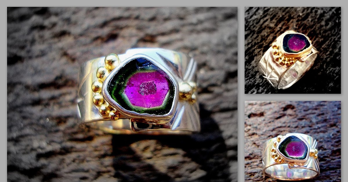 EK Art Jewelry Tamarindo Costa Rica watermelon tourmaline gold and