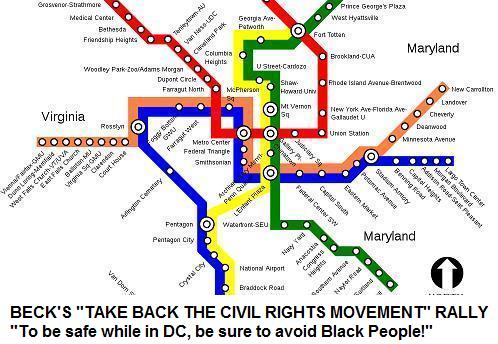 A tour map of DC is being provided by supporters of Beck's "Take Back the 