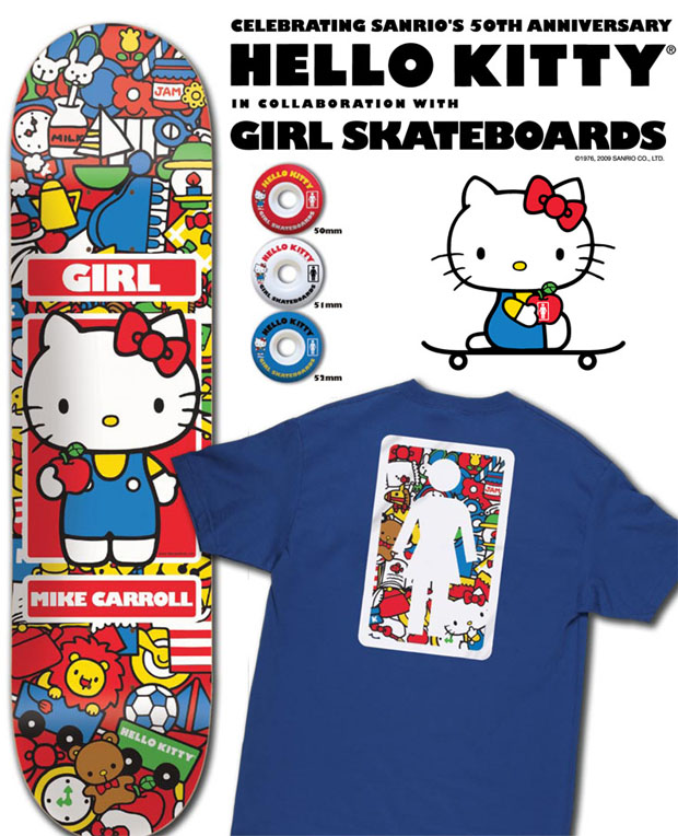 * A L L 9 L O N G * Hello Kitty x Girl Skateboards