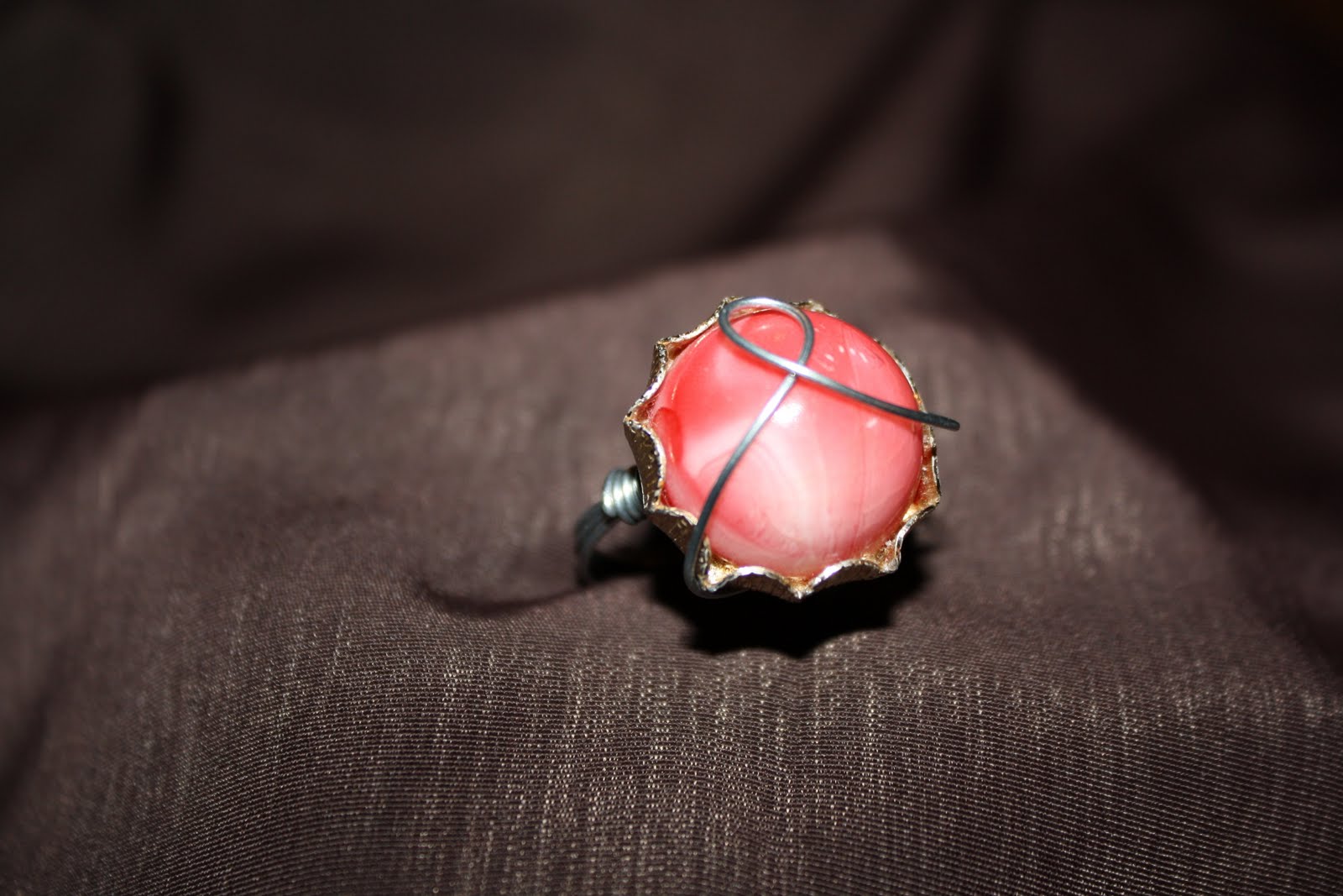 beccessories vintage button rings Vintage Pink Button Ring