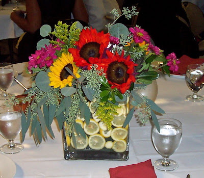 Centerpieces with limes oranges lemons that I had prepared before the 
