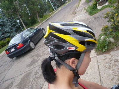 street bikes and girls. On my road ike. Sporty!