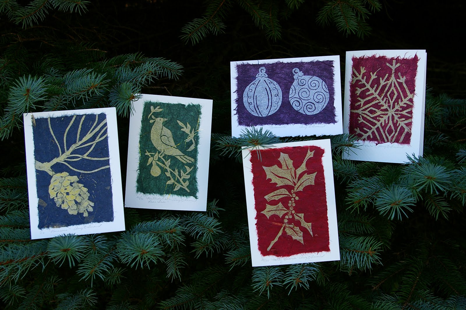 Holiday Collection of Linocut Greeting Cards | During Quiet Time