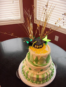 Cat's Cake Creations: Green and Gold Graduation Cake