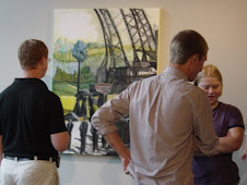 Reception Guests Studying "The Water Closet"