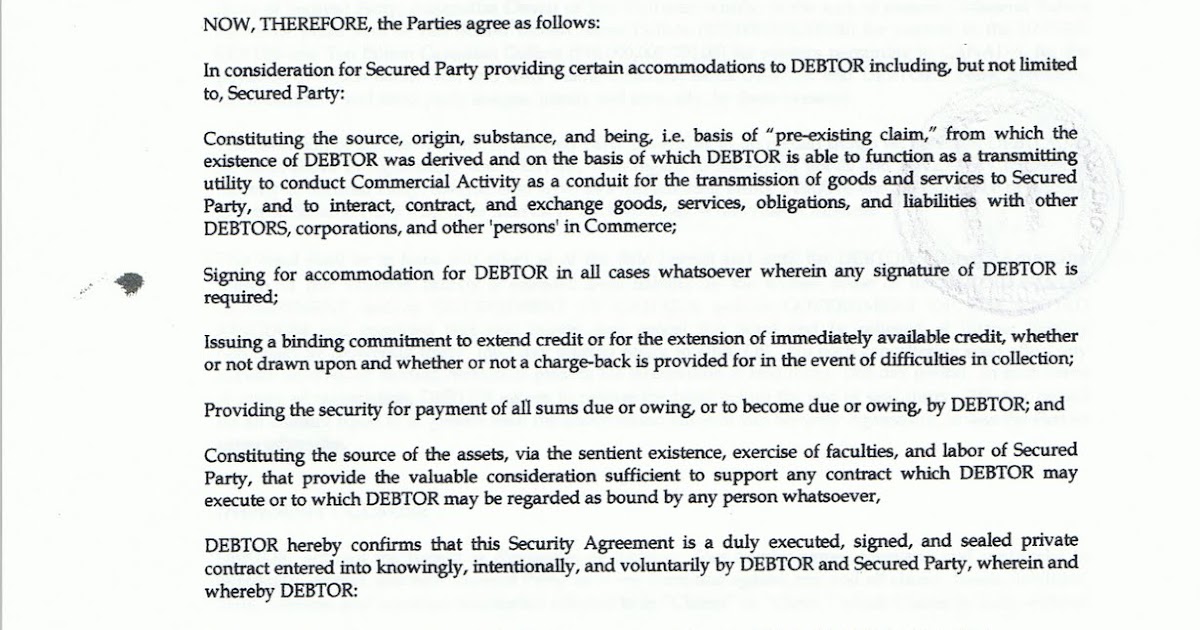 Public Notice NonNegotiable Security Agreement