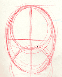 para dibujar el rostro debes hacer un ovalo dividido en 4 partes por 1 linea vert y horizontal